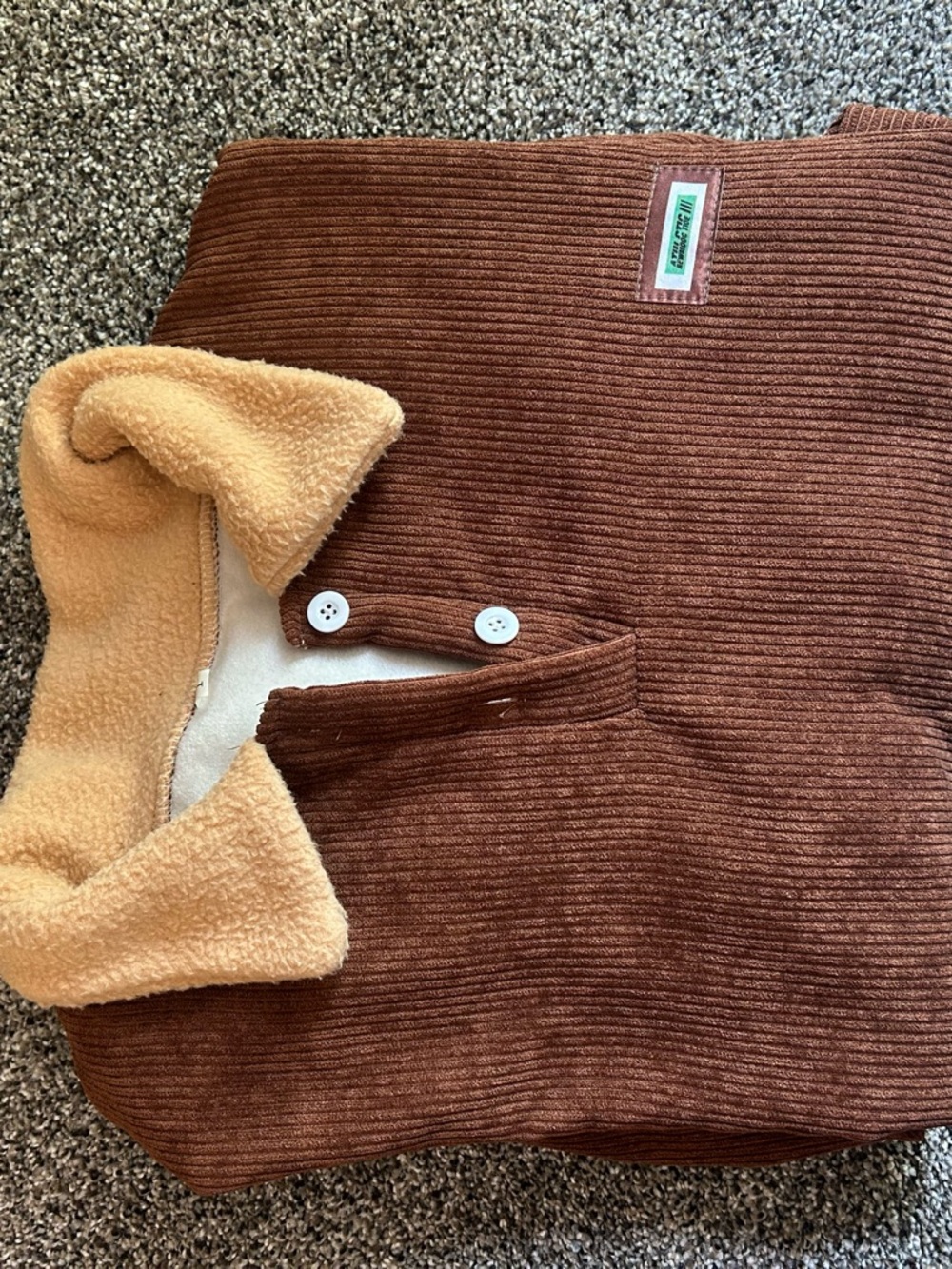Brown Corduroy Sherpa-Lined Jacket with Cream Sherpa